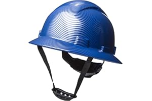 RIDGEROCK Full Brim Vented Hard Hats Construction OSHA Safety Helmet 6 Point Ratcheting System Meets ANSI Z89.1 Personal Protective Equipment Carbon Fiber Design Hard Hat