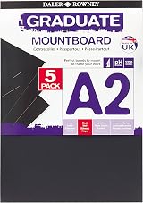 Daler Rowney Graduate 1.25mm A2 Mountboard 5 Pack Black Smooth Surface view 1