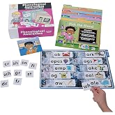 Fun Express Phonological Awareness Phonics Games for Kids, Homeschool 200pc | Speech therapy materials and kindergarten literacy centers, 10 file folder games, 200 cardstock pieces, storage box included