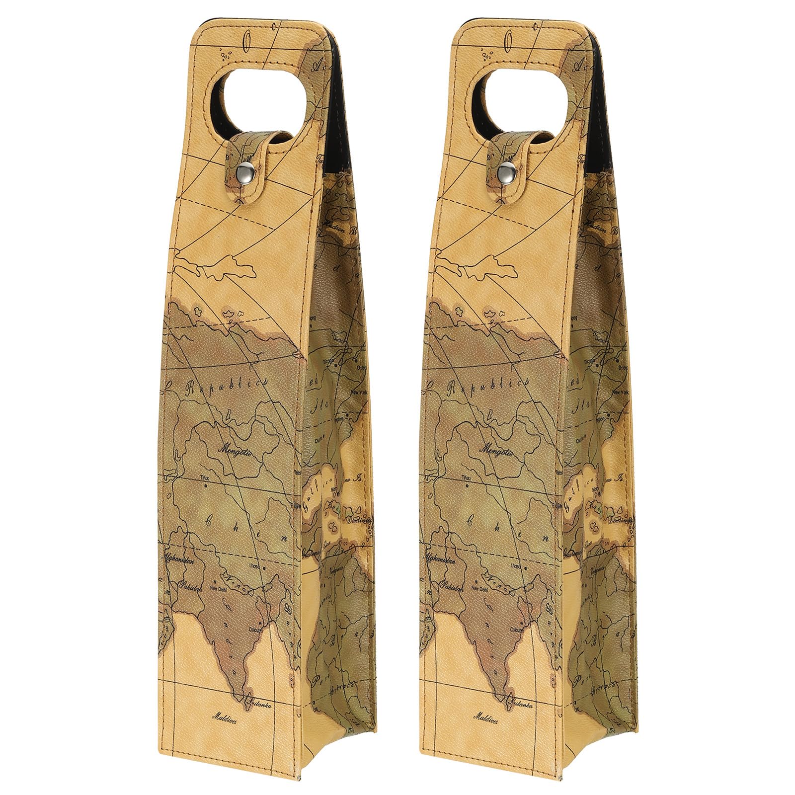 PATIKIL Wine Gift Bag, 2 Pack Wine Bag Reusable Leather Wine Tote Carrier for Wine Bottles Portable Champagne Gift Bags for Picnic Party Wedding, Yellow
