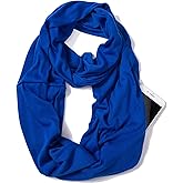 elzama Infinity Loop Solid Color Scarf With Hidden Zipper Pocket For Women - Lightweight Travel Neck Wrap