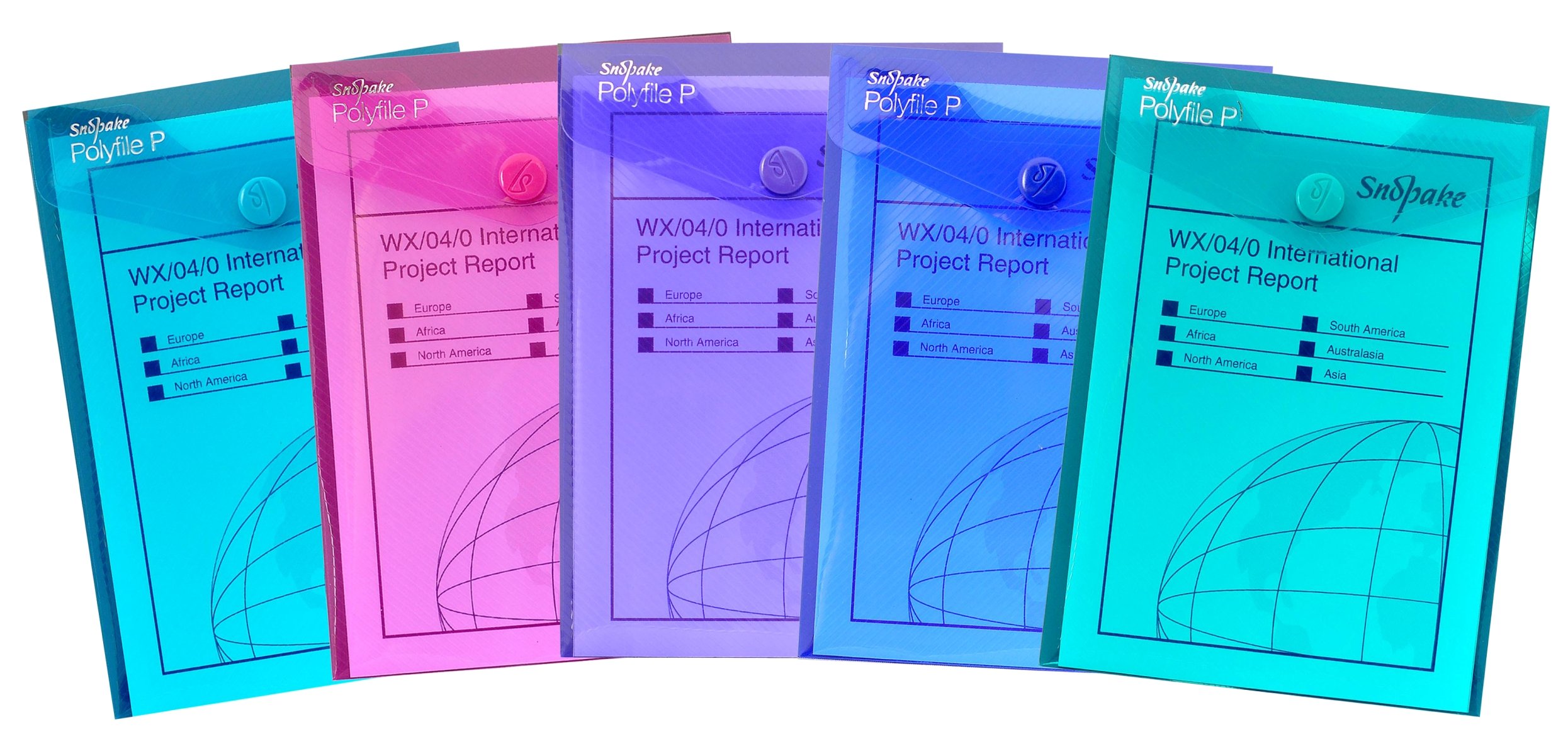 Snopake A6 Polyfile P Portrait Popper Wallet With Press Stud Closure [Pack Of 5] Electra Assorted [13287]