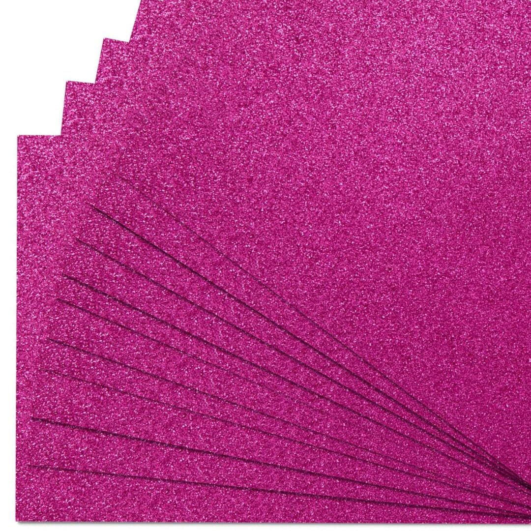 Springboard A4 Pink Glitter Card Sheets - 10-Pack 290gsm Non Shed Glitter Cardstock for Card Making - Compatible w/Die-Cutting Machines - Sparkly Craft Supplies