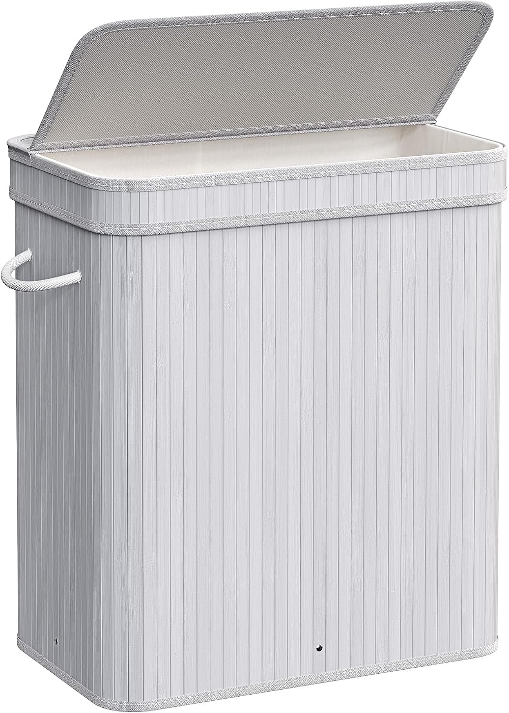 SONGMICS 100L Bamboo Laundry Hamper with Lid Removable Liner Grey LCB063G01