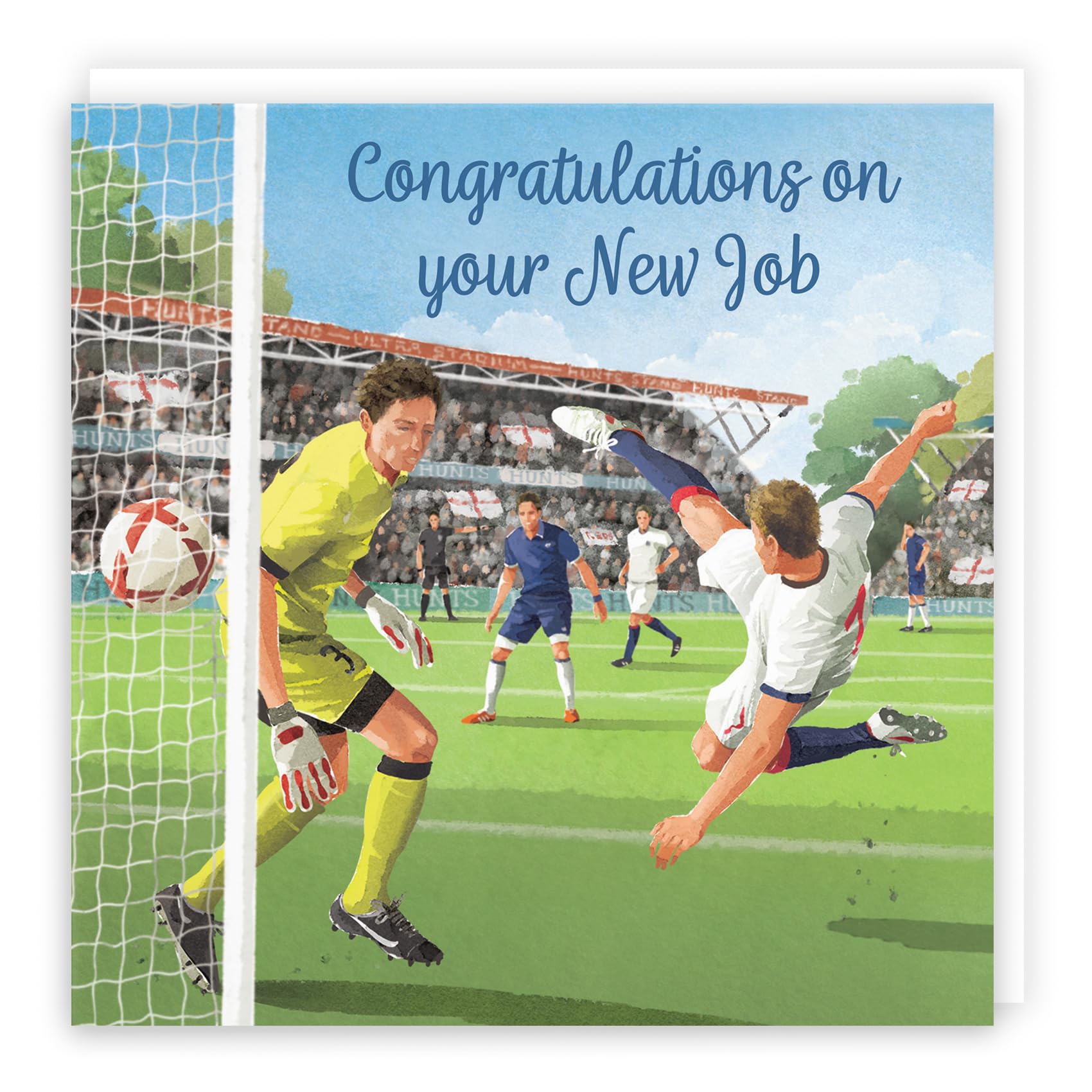 Hunts England - Football Fun New Job Congratulations Card - Milo's Gallery - Footy Congratulations Card - Congratulations New Job Card For Footie Fans - For Men, Husband, Dad, Son, Brother, Friend