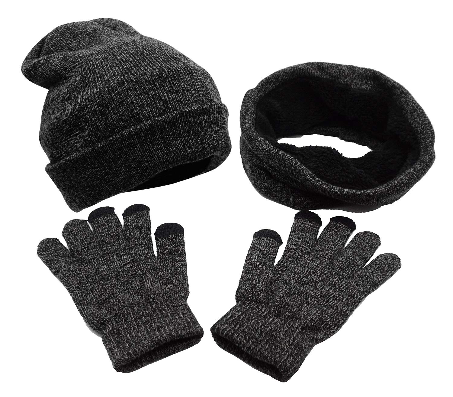 Bienvenu 3 Pieces Knitted Hat Set Winter Thick Warm Knit Hat + Scarf + Touch Screen Gloves Bienvenu 3 Pieces Knitted Hat Set Winter Thick Warm Knit Hat + Scarf + Touch Screen Gloves