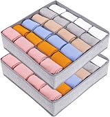 Joyoldelf 24-Cell Drawer Organisers 2 Pack Collapsible Wardrobe Organisers