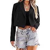luvamia Cropped Blazers for Women Business Casual Open Front Long Sleeve Suit Jacket Trendy Oversized Work Office Blazer