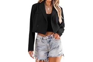 luvamia Cropped Blazers for Women Business Casual Open Front Long Sleeve Suit Jacket Trendy Oversized Work Office Blazer