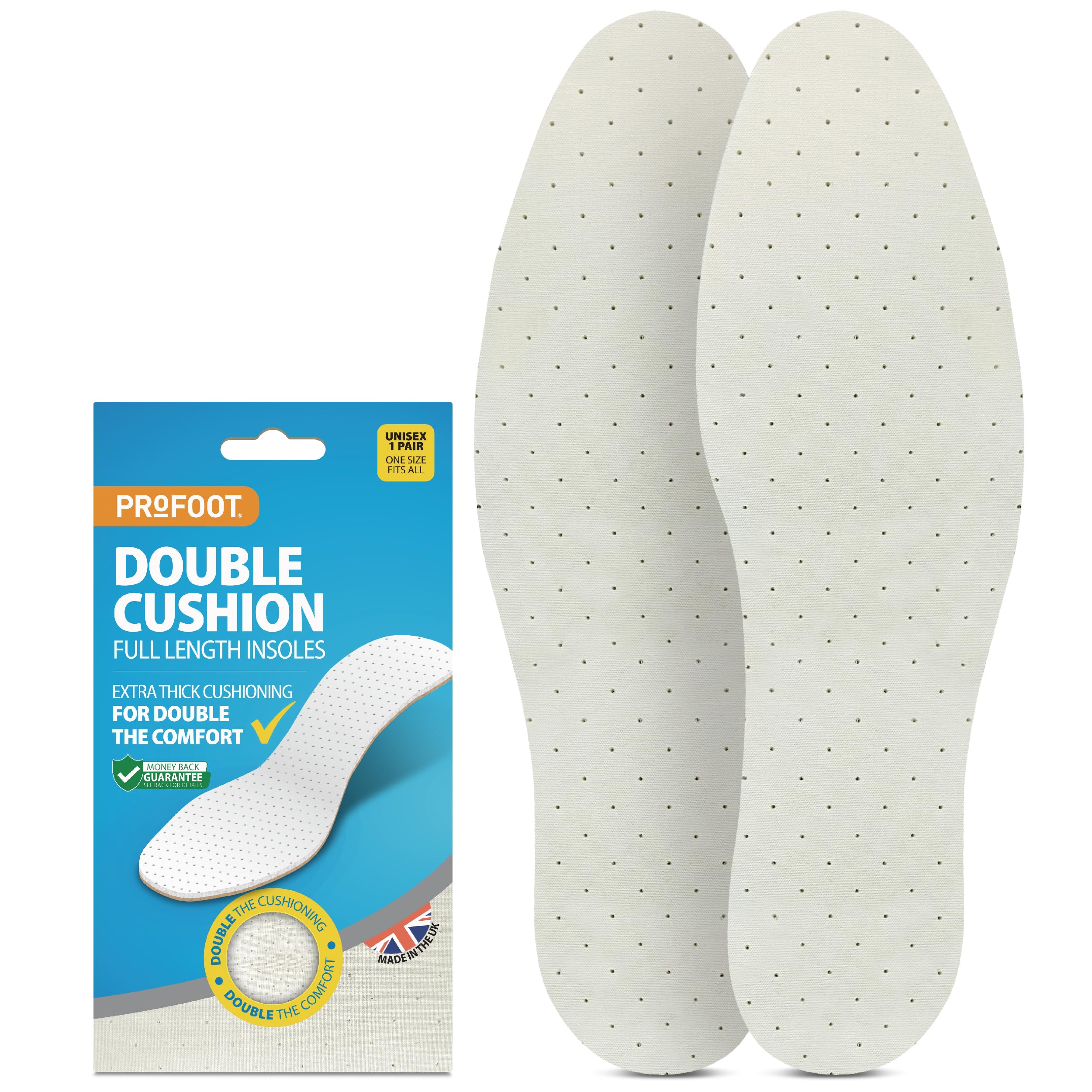 Profoot Double Cushion Insoles Full Length Men Pr