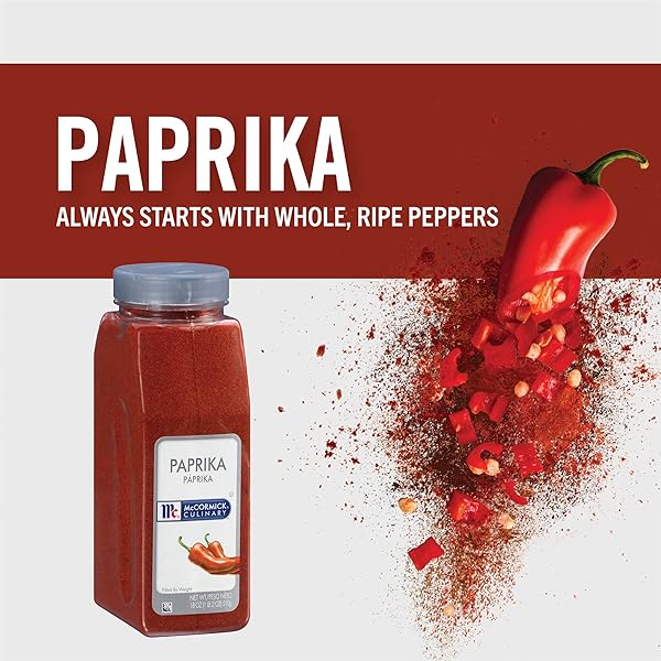 MCCORMICK CULINARY PAPRIKA, 18 OZ – ONE 18 OUNCE CONTAINER OF SWEET PAPRIKA SEASONING, PERFECT WITH CHICKEN, PORK, BEEF MARINADES AND DRESSINGS