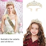 DRESHOW Birthday Crown Tiara Set with Sash Glitter Queen Gift view 2