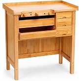 FUCIHOMA Jewelry Workbench, Heavy Duty Solid Wood Jewelers Bench with 3 Drawers, 39" x 39" x 18.5" Workstation with Mandrel Tray &amp; Bench Pin Slot, Natural