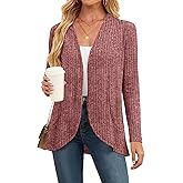 DouBCQ Womens Long Sleeve Cardigan Lightweight Casual Open Front Ribbed Knit Sweater Cardigans