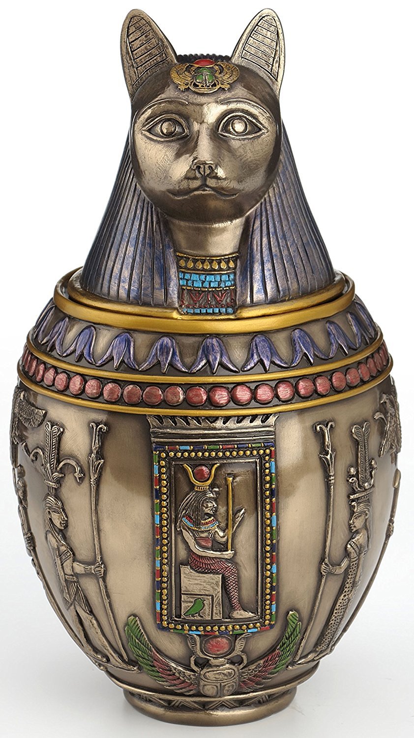 Top Collection 9.5" Egyptian Bastet Goddess Cat Cremation Urn