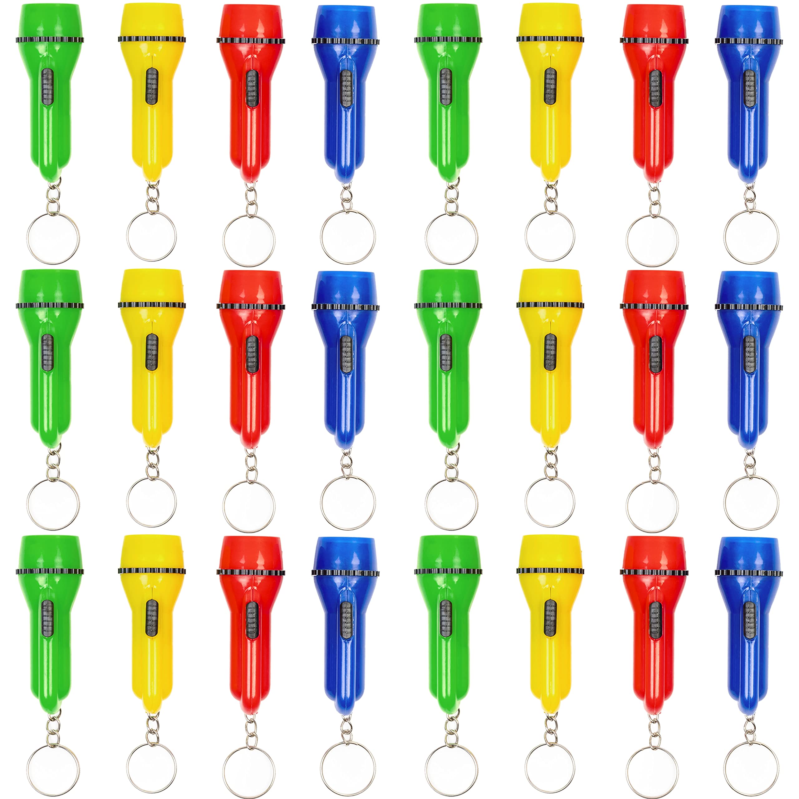 THE TWIDDLERS 24 Mini Torch Keychains - Assorted Flashlight Colours, Ideal Small Torches for Party Bag Fillers for Kids, Light Keyring Party Favours
