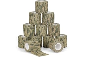 Sagafly 12 Rolls Camo Tape Camouflage Wrap Self-Adhesive Bandage 2" x 5 Yards, Self Adherent Wrap Protective Camouflage Form Wrap for Shotgun Rifle Military Cohesive Bandage Camo Wrap
