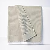 GREEN COZY 100% Cotton Knitted Throw Blanket – Oeko-TEX® Certified, Breathable & Soft, 50" x 60" – Substantial All-Season Blanket for Couch, Bed, Home Décor and Gifting - 2 lb (Silver Gray)