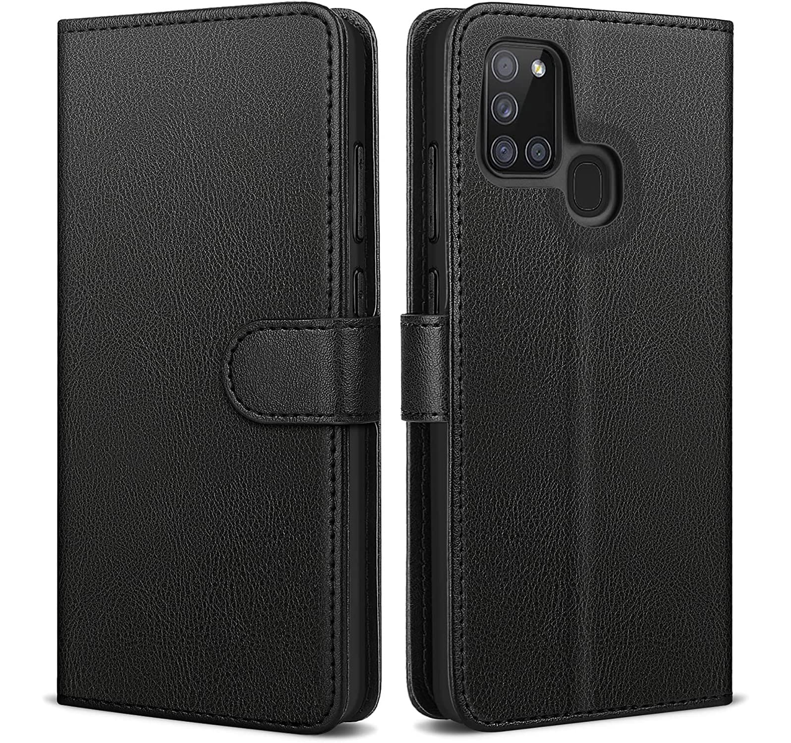 NWNK13 For Samsung A21S Phone Case Premium Leather Flip Case Book Wallet Case Card Holder Media Stand Shock Proof Protective Phone Cover Compatible for Samsung Galaxy A21s (Black)