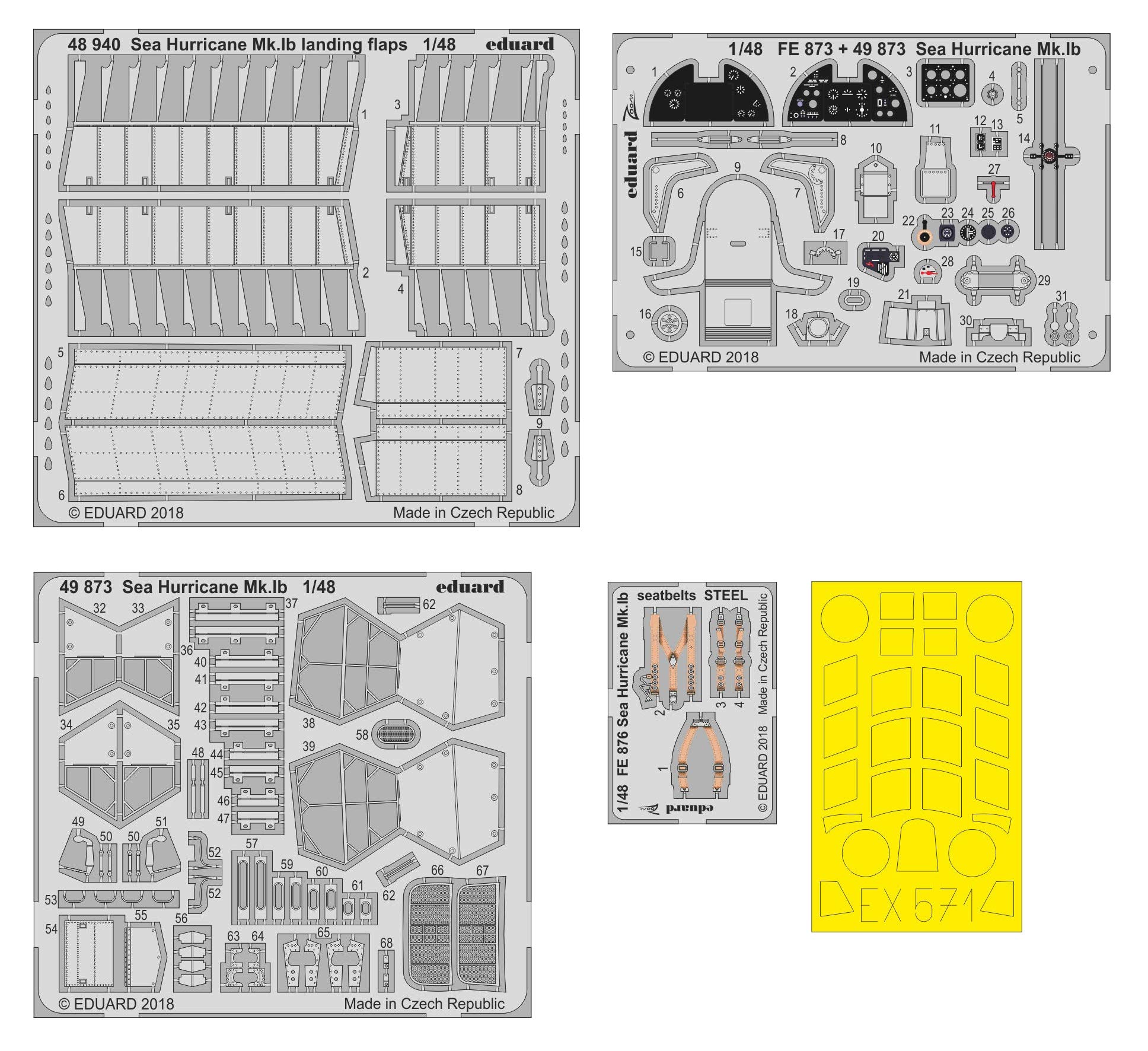 Edouard Edbig49188 Big Ed Set of 1: 48-Sea Hurricane MK. IB (Airfix) Photo-Cut Accessories Miscellaneous,