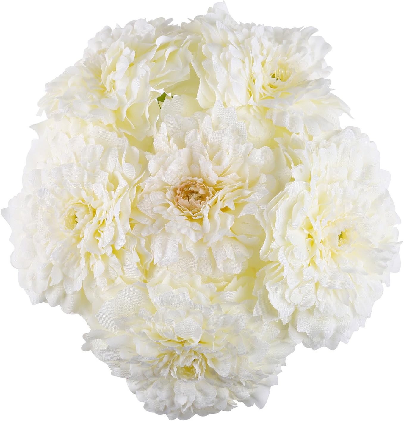 ADolinGo Artificial Flowers Simulation Chrysanthemums Real Touch 6Heads Bouquet Wedding Decor (White)