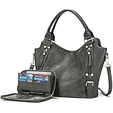 Crossbody Bags for Women Large Hobo Purse PU Leather Shoulder Handbag Ladies Tote Wallet Set 2PCS