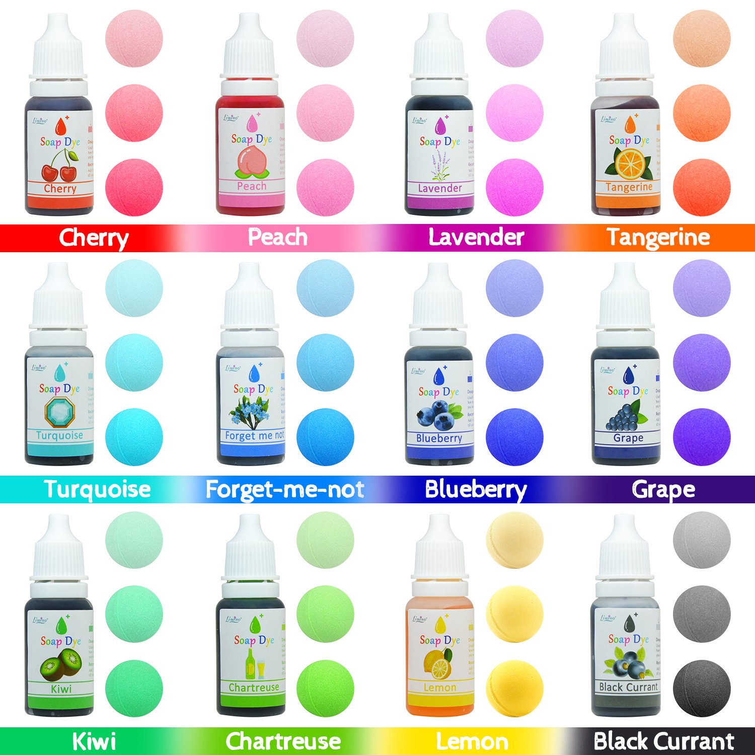12 Color Bath Bomb Soap Dye Skin Safe Bath Bomb Colorant for Soap