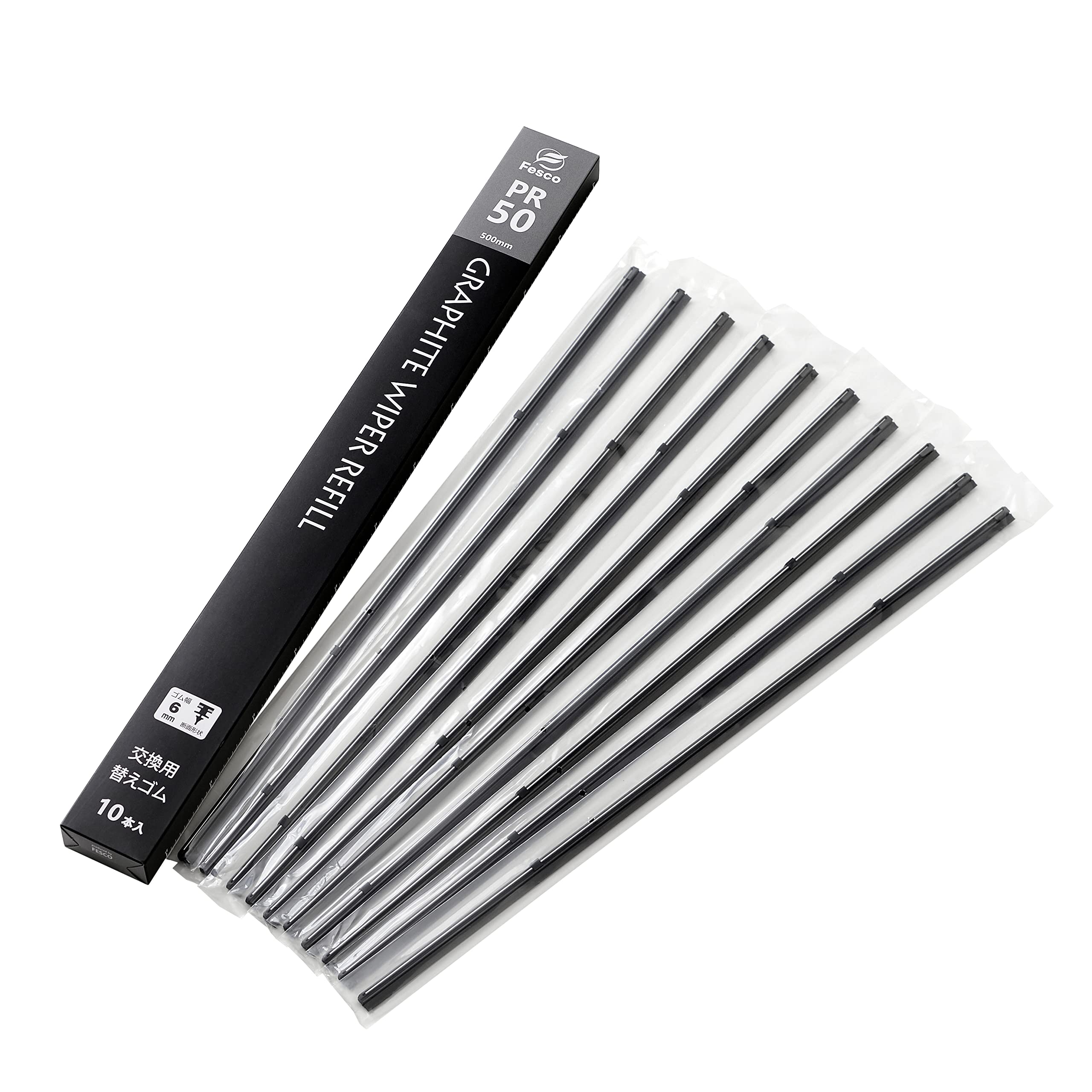 グラファイトワイパー替えゴム リフィル PRO用10本入 長さ600mm ゴム幅8mm PR-60 グラファイトコーティング トーナメントワイパー替えゴム Fesco（フェスコ）商品画像