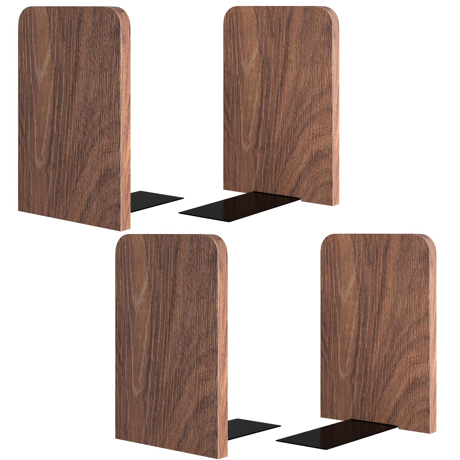 Photo 1 of Book Ends,2Pairs Square Wooden Heavy Duty Bookends