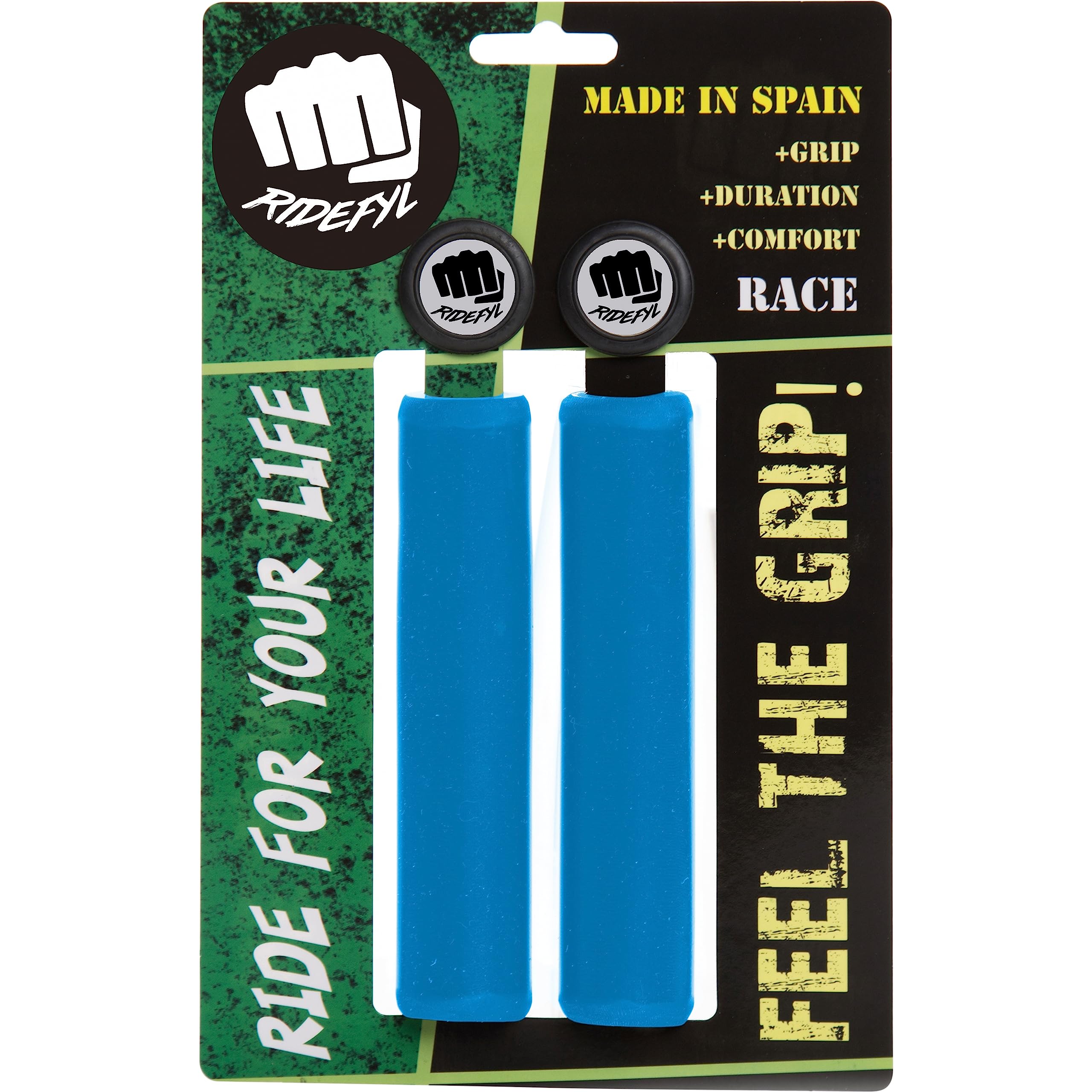 Ridefyl Race MTB Bike Grips Assorted Colours 30mm, unisex_adult, blue turquoise, One Size