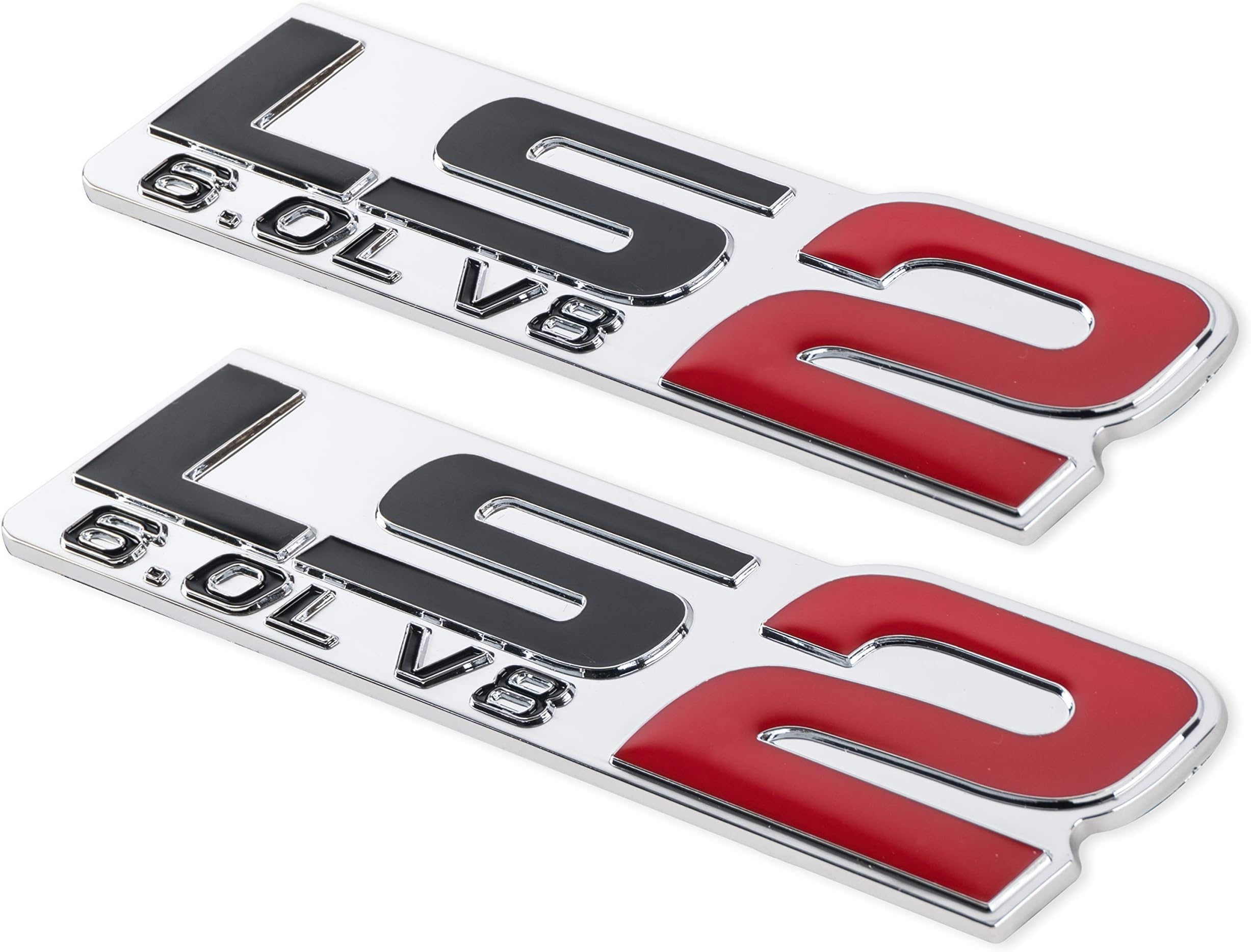 LS2 emblem 6.0 v8 emblem for GM General Motors Performance Chevy Chevrolet 2PACK (Red)