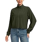 Soothfeel Women's Athletic workout Jacket Lightweight UPF 50+ Long Sleeve Sun Protection Shirts Zip Up Cropped Hiking Tops