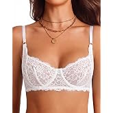 Avidlove Women's Lace Underwire Bra Sexy Mesh Balconette Unlined Everyday Bra Lingerie