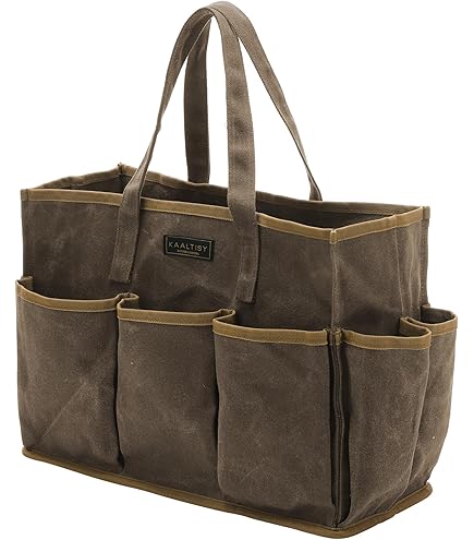 Tool Bag for Organizing, Waxed Canvas Wide Open Top Tool