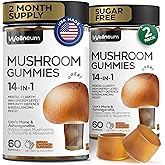 Mushroom Gummies 5000 Mg 120 Pcs (2 Pack) - Lion's Mane and 9 Adaptogenic Mushrooms Blend - Ashwagandha, L-Theanine - Mushroom Gummies for Energy, Immunity, Focus, Brain Boost - No Sugar and GMO