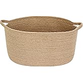 MEGASKET Jute Wicker Storage Basket with Handles, 17"x12"x8" Decorative Woven Baskets for Organizing Dog Toy, Gifts, Book, Towel, Cloth, Boho Storage Bin for Shelves, Entryway, Closet, Home Decor