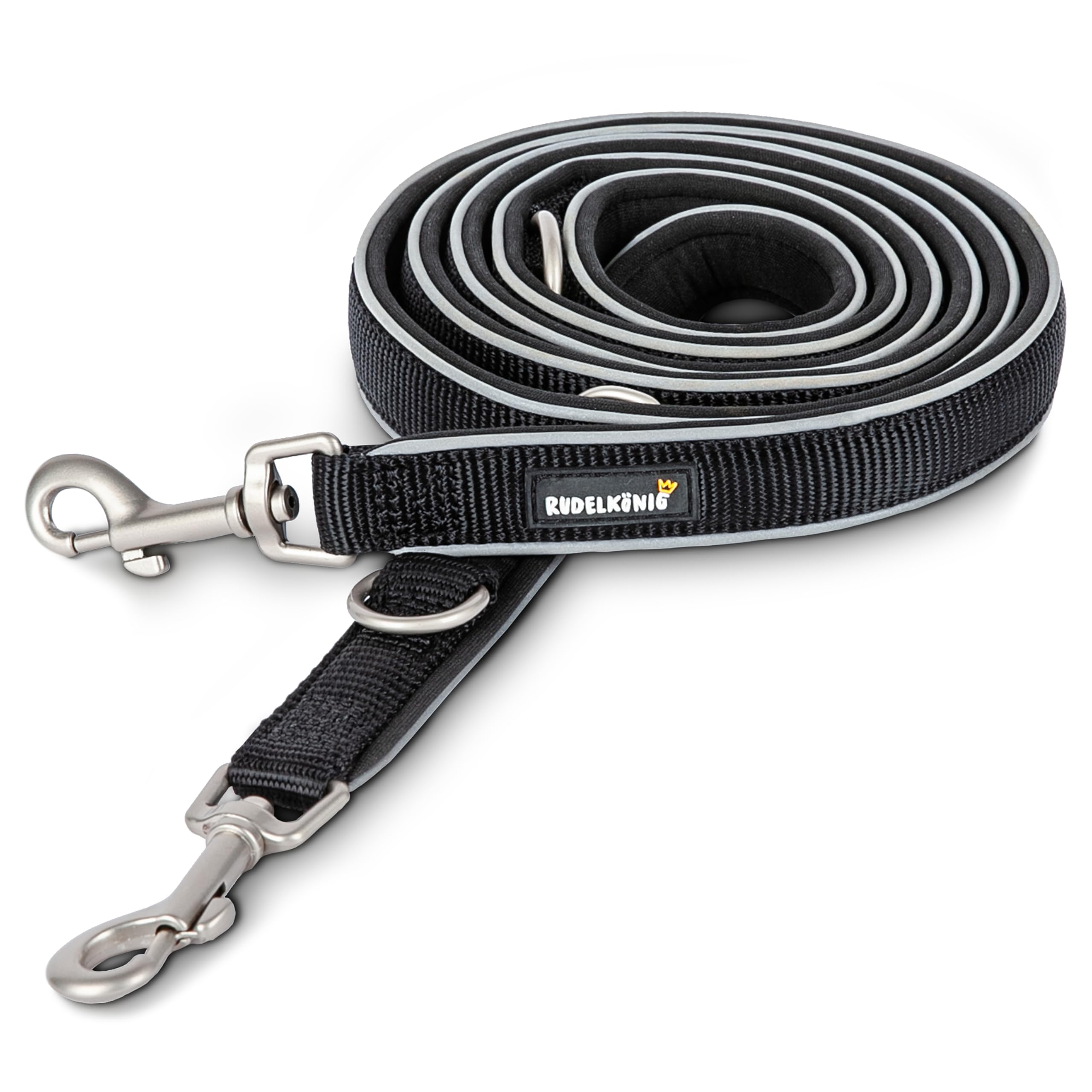 Rudelkönig Dog Lead Paola - 2.30m Length - Adjustable Training Lead for Dogs for Medium & Large Dogs - Dog Training Leads in Black