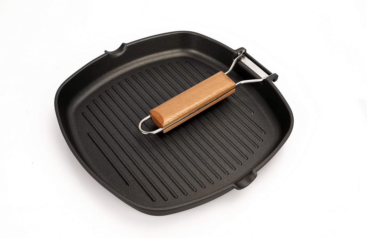 MasterPan Non-Stick Grill Pan Wooden, 8", Folding Handles: Kitchen & Dining