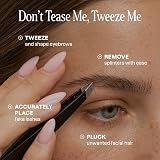 Cliganic Professional Eyebrow Tweezers Slant Tip Stainless Steel view 2