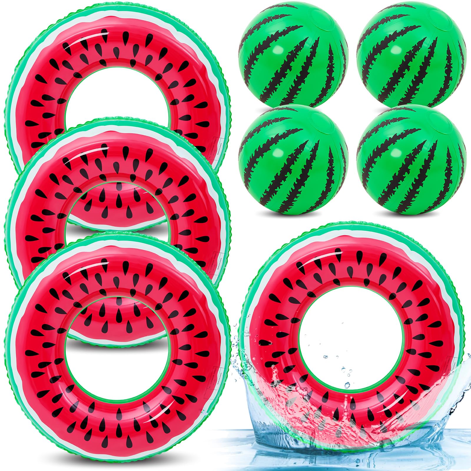 Photo 1 of Lewtemi 8 Pcs Fruit Pool Floats Watermelon Swimming Rings Watermelon Beach Balls Inflatable Pool Floaties Inflatable Tubes Floaties Toys Hawaiian Beach Summer Tropical Party for Adult