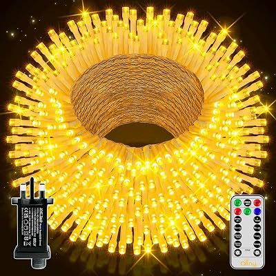 Ollny 50m 500 LED Outdoor Christmas Tree Lights Warm White with Remote