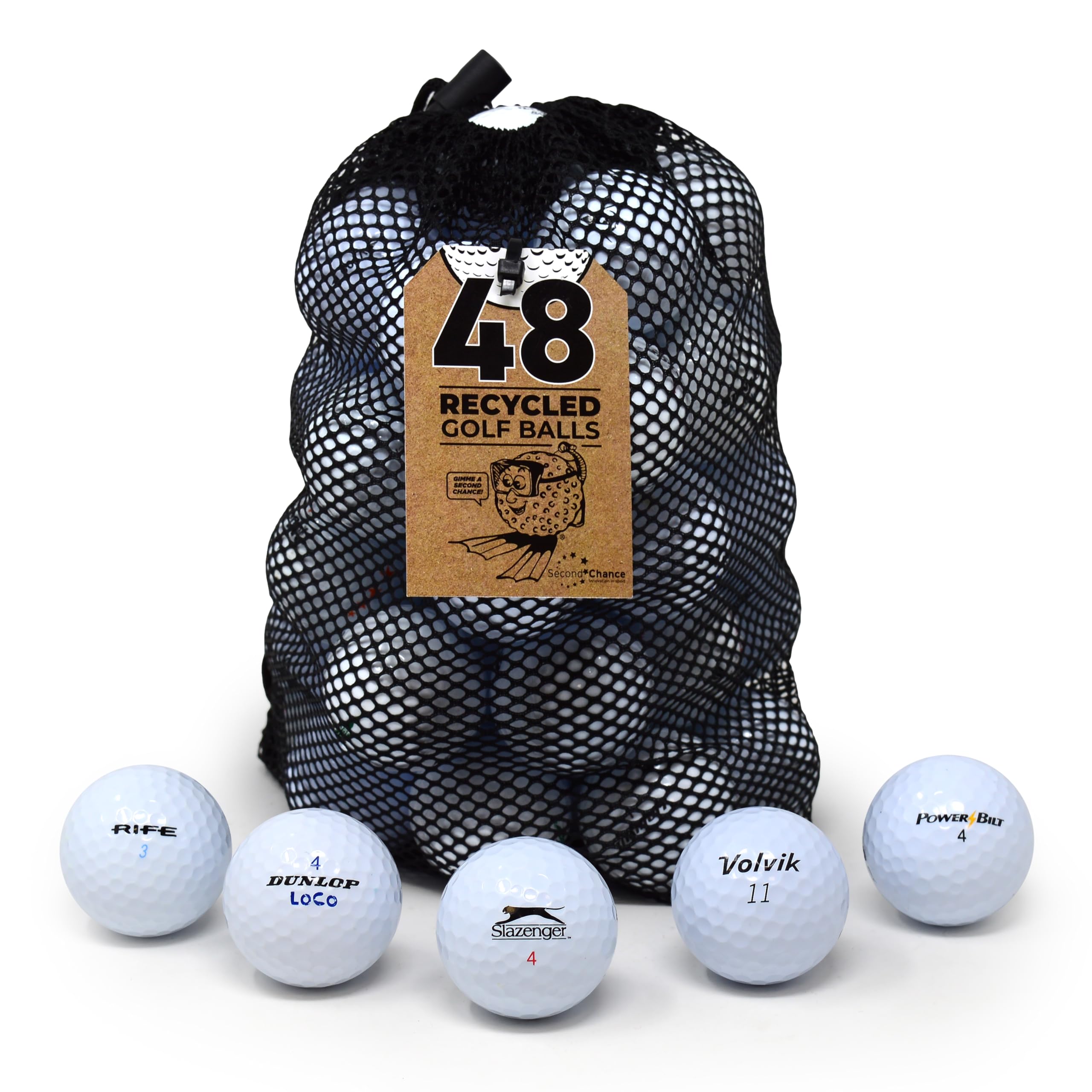 Second Chance Lake Golf Balls - 48 Assorted Recycled Grade A Used Golf Balls for Enhanced Distance - Great Selection Lake Balls for Golf Enthusiasts