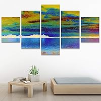 SIGNWIN 5 Panel Canvas Wall Art Modern Art Coastal Colorful Multicolor Photography Romantics Sunset for Home Decorations Ready to Hang - 60