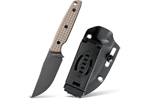 Vosteed Mink EDC Fixed Blade Knife - 3.33” 14C28N Blade with Sheath, Clip Point, Sand G10 Handle - Great Knives for Camping Hunting - D0107
