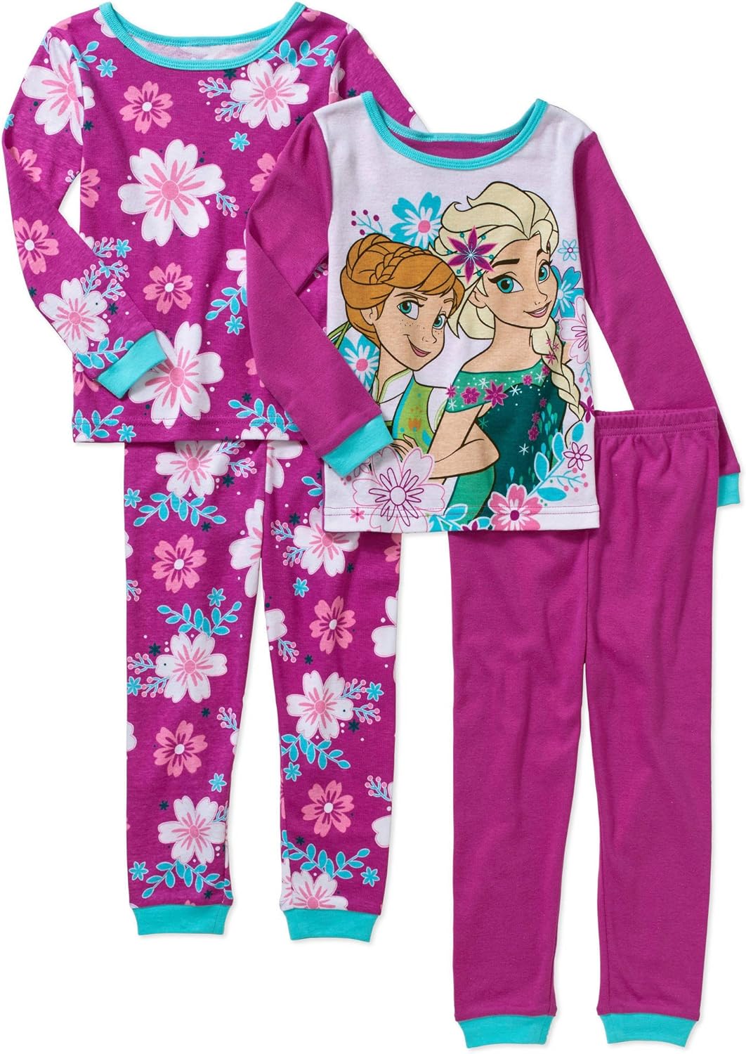 Disney Frozen Fever Toddler Girl Cotton Pajamas 4Pc Set