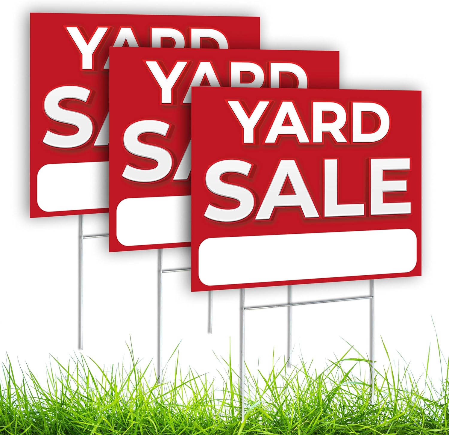 Yard Signs - 3 PC Yard Sale Signs - 12x16 Coroplast Double Sided Yard Sale Signs with Stakes - Outdoor Yard Garage Sale Signs - Red Yard Sale Sign