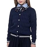 BOBOYOYO Girls Cardigan Kids School Uniform Sweater 100% Cotton Knit Girls Sweaters Button Crewneck Toddler Cardigans