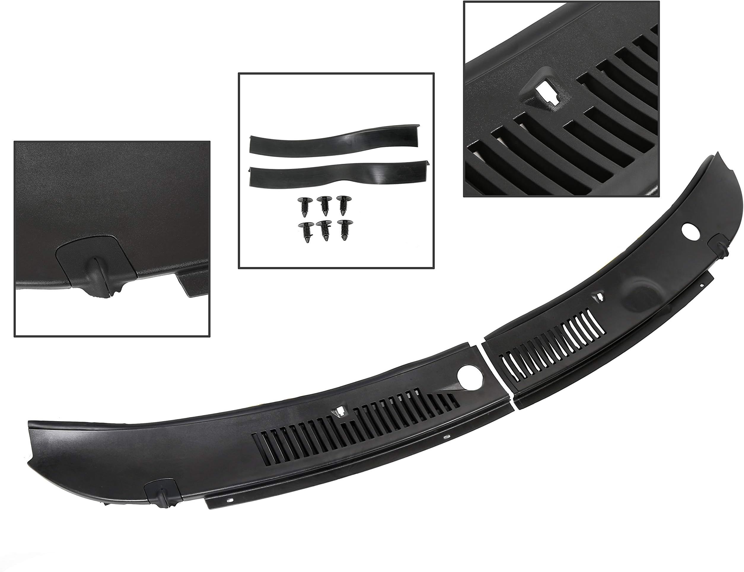7BLACKSMITHS 2Pcs Windshield Wiper Cowl Vent Grille Panel Hood for 1999-2004 Ford Mustang Direct Aftermarket Replacement for Part 3R3Z 6302228 AAA&3R3Z6302228AAA