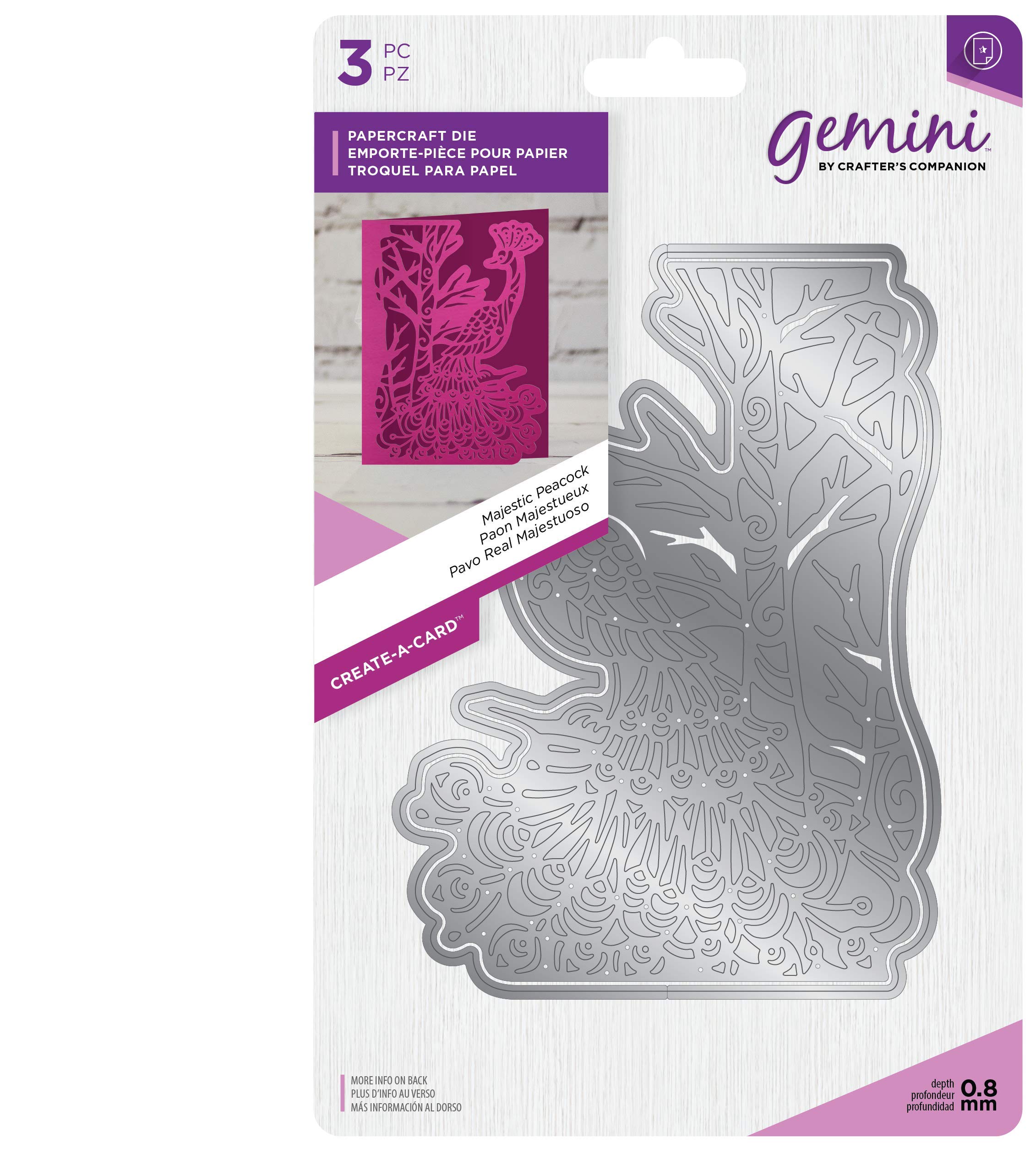 Gemini Die-Create a Card-Majestic Peacock, Silver, Various