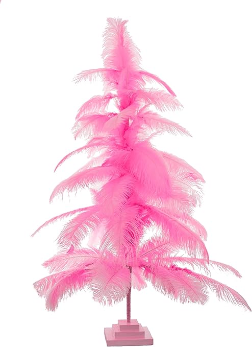 Amazon Com Pink Ostrich Feather Christmas Trees Real Bird Feathers Holiday Wedding Home Decor Centerpiece Tabletop Display Tree 3ft Home Kitchen